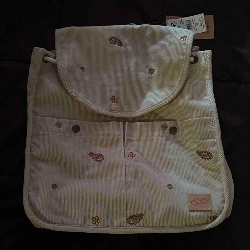 Vans Beige Corduroy Hollywell Cinch Backpack